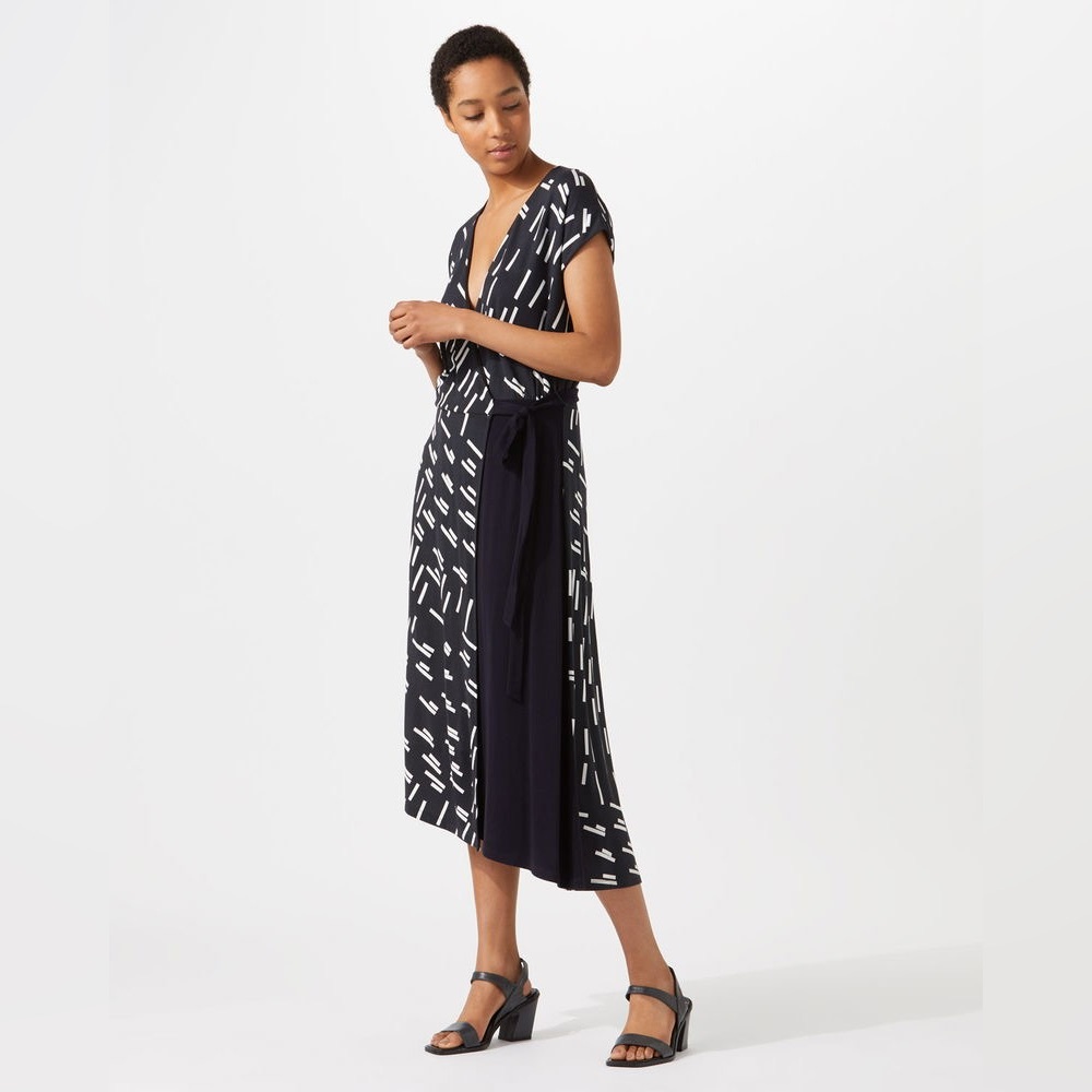 JIGSAW Dash Print Wrap Jersey Midi Dress